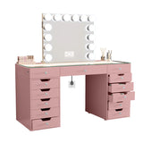 Myfitin Eva Vanity Desk - 13 Storage Drawers - Pink