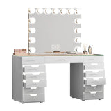 Myfitin Eva Vanity Desk - 13 Storage Drawers with Full Light