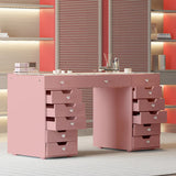 Myfitin Eva Vanity Desk - 13 Storage Drawers - Pink