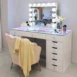 Myfitin Eva Vanity Desk - 13 Storage Drawers with Full Light &RGB