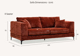 My Fitin Lenox Sofa Range in Rust Velvet