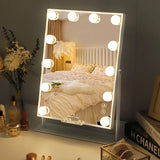 Myfitin Hollywood Slim Mirror with Wireless Charging L - 12 Dimmable LED Bulbs