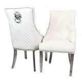 Myfitin Bentley Gold Dining Chair with Lion Knocker & Quilted Back (Bespoke)