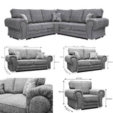 Myfitin Newton Full Back Fabric Double 3+2 Seater Set Sofa in Grey