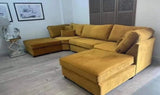 Myfitin Belgravia U-Shape Large Plush Velvet Mustard Corner Sofa