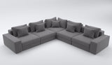 Myfitin 5 Seater Corner plain sofa set with High back Cushions