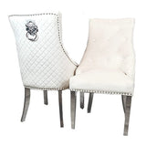 Myfitin Bentley Gold Dining Chair with Lion Knocker & Quilted Back (Bespoke) - Myfitin Furniture