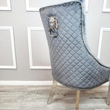 Myfitin Bentley Gold Dining Chair with Lion Knocker & Quilted Back (Bespoke) - Myfitin Furniture