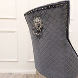Myfitin Bentley Gold Dining Chair with Lion Knocker & Quilted Back (Bespoke) - Myfitin Furniture