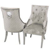 Myfitin Bentley Gold Dining Chair with Lion Knocker & Quilted Back (Bespoke) - Myfitin Furniture