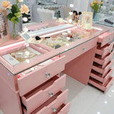 Myfitin Eva Vanity Desk - 13 Storage Drawers - Pink - Myfitin Furniture