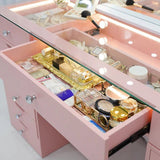 Myfitin Eva Vanity Desk - 13 Storage Drawers - Pink - Myfitin Furniture