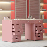 Myfitin Eva Vanity Desk - 13 Storage Drawers - Pink - Myfitin Furniture