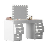 Myfitin Eva Vanity Desk - 13 Storage Drawers with Full Light - Myfitin Furniture