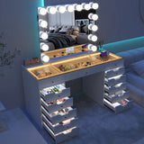 Myfitin Eva Vanity Desk - 13 Storage Drawers with Full Light - Myfitin Furniture