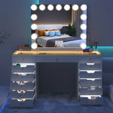 Myfitin Eva Vanity Desk - 13 Storage Drawers with Full Light - Myfitin Furniture