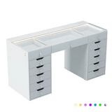 Myfitin Eva Vanity Desk - 13 Storage Drawers with Full Light &RGB - Myfitin Furniture