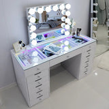 Myfitin Eva Vanity Desk - 13 Storage Drawers with Full Light &RGB - Myfitin Furniture