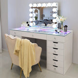 Myfitin Eva Vanity Desk - 13 Storage Drawers with Full Light &RGB - Myfitin Furniture