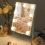 Myfitin Hollywood Glow Mirror with Wireless Charging M - 9 Dimmable LED Bulbs - Myfitin Furniture