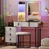 Myfitin Vanity set with white light+RGB LED light strip mirror - Myfitin Furniture
