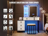 Myfitin Vanity set with white light+RGB LED light strip mirror - Myfitin Furniture