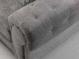 New Vegas Chesterfield Fullback Cushions Grey 6 Seater Corner L-Shape Sofa - Myfitin Furniture