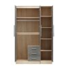 3 Door Combi Wardrobe With 3 Drawers and Mirror in Grey High Gloss - Myfitin Furniture