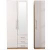 3 Door Combi Wardrobe With 3 Drawers and Mirror in High Gloss – Black - Myfitin Furniture