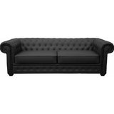 MyFitin 3+2 Black Chesterfield Sofa Set | Plush Fabric