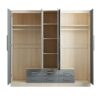 5 Door Wardrobe With 6 Drawers and Mirrors High Gloss Grey - Myfitin Furniture