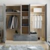 5 Door Wardrobe With 6 Drawers and Mirrors High Gloss Grey - Myfitin Furniture