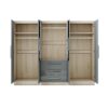 6 Door Wardrobe With 3 Drawers and Mirrors- High Gloss Grey - Myfitin Furniture