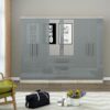 6 Door Wardrobe With 3 Drawers and Mirrors- High Gloss Grey - Myfitin Furniture