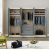 6 Door Wardrobe With 3 Drawers and Mirrors- High Gloss Grey - Myfitin Furniture