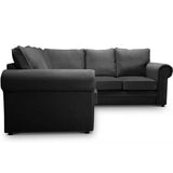 MyFitin Large Black Corner Sofa 230cm x 230cm | Plush Fabric High Back