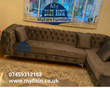 Corner Straight Arms Sofa in Mink Colour - Myfitin Furniture
