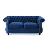 MyFitin Luxurious Chesterfield Navy Blue 2 Seater Sofa
