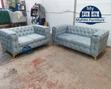 Galaxy Chesterfield Sofa in Silver Colour - Myfitin Furniture