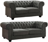 Hampton Chesterfield Grey Fabric 3+2 Seater Sofa Set - Myfitin Furniture