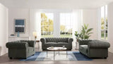 Hampton Chesterfield Grey Fabric 3+2 Seater Sofa Set - Myfitin Furniture