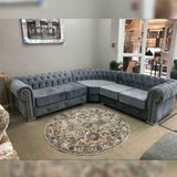 MyFitin Large Dark Grey Fabric 5 Seater Chesterfield Corner - Myfitin Furniture