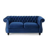 MyFitin Luxurious Chesterfield Navy Blue 2 Seater Sofa