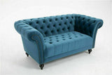 NEW Chesterfield Style Sofa Suite in Plush Velvet Fabric, 3+2 Seater in GREY - Myfitin Furniture
