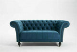 NEW Chesterfield Style Sofa Suite in Plush Velvet Fabric, 3+2 Seater in GREY - Myfitin Furniture