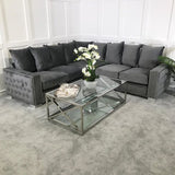 Park Lane Grey Velvet Chesterfield Corner Sofa - Myfitin Furniture