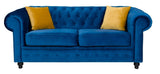 Round arms chesterfield 3+2 seater sofa in blue plush - Myfitin Furniture