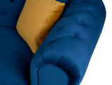 Round arms chesterfield 3+2 seater sofa in blue plush - Myfitin Furniture