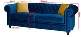 Round arms chesterfield 3+2 seater sofa in blue plush - Myfitin Furniture