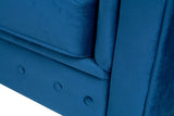 Round arms chesterfield 3+2 seater sofa in blue plush - Myfitin Furniture